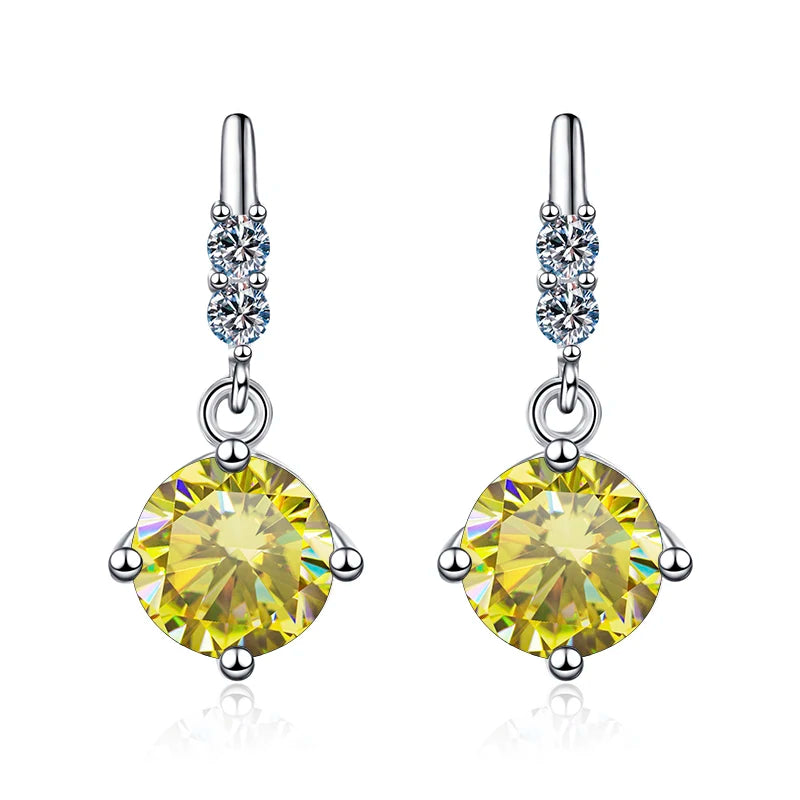 Butterflykiss 0.5/1.0CT Moissanite Drop Earrings For Women Sparkling Diamond S925 Sterling Silver With White Gold Plated Jewelry lemon yellow