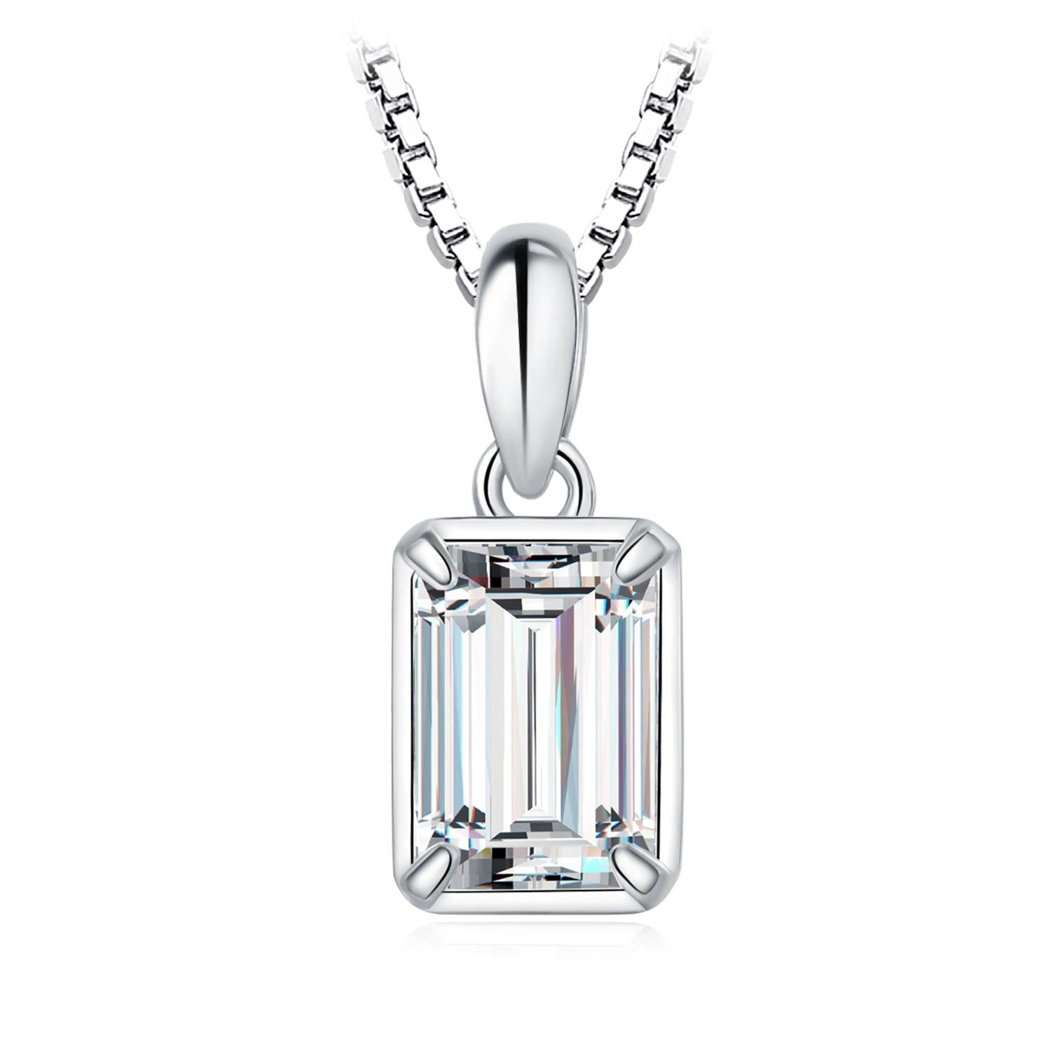 JewelryPalace Real 925 Sterling Silver 5A Cubic Zirconia Oval Round Emerald Princess Cut Pendant Necklace for Women No Chain