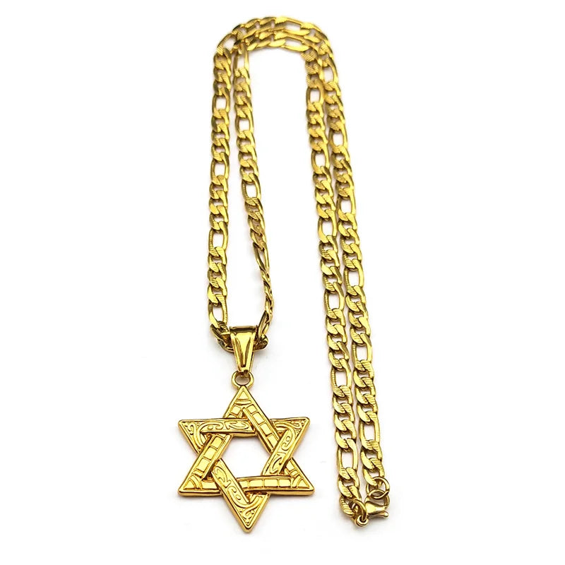 Stainless Steel Star of David Pendant, Jewish Six-Pointed Symbol Necklace, Available in Gold and Silver, Jewelry Accessory
