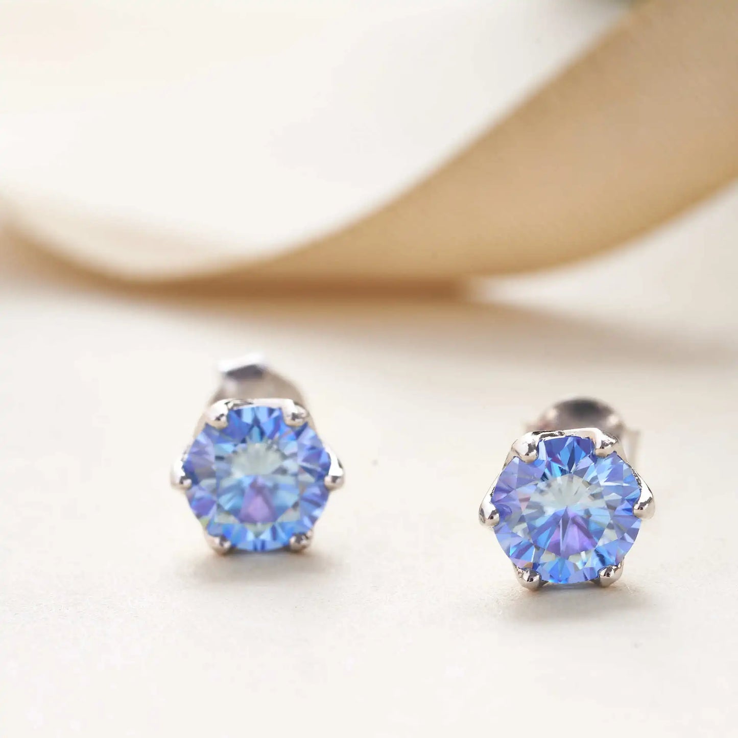 0.5/1 carat Royal blue Moissanite Studs Earrings for Men Women S925 Silver Platinum Plated Bride Wedding Diamond Studs GRA