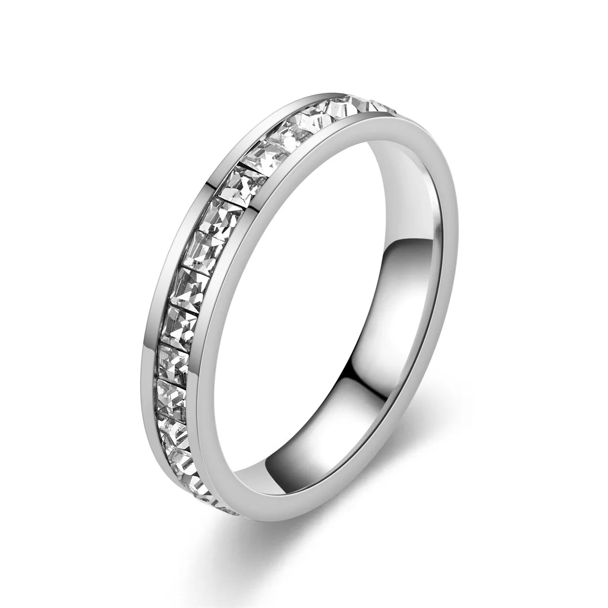 Hip Hop Iced Out Crystal CZ Bling Woman Rings Fashion Stainless Steel Rings For Men Women Wedding Engagement Jewelry Wholesale