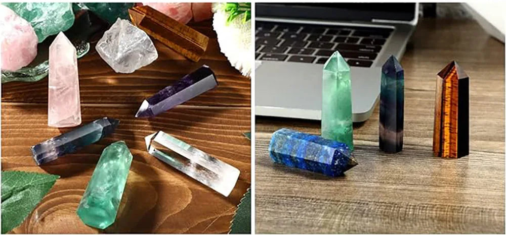 Natural Stone Single Point Wand Stone Mineral Crystal Stones Crafts Home Decoration Hexagonal Prism Christmas Gifts