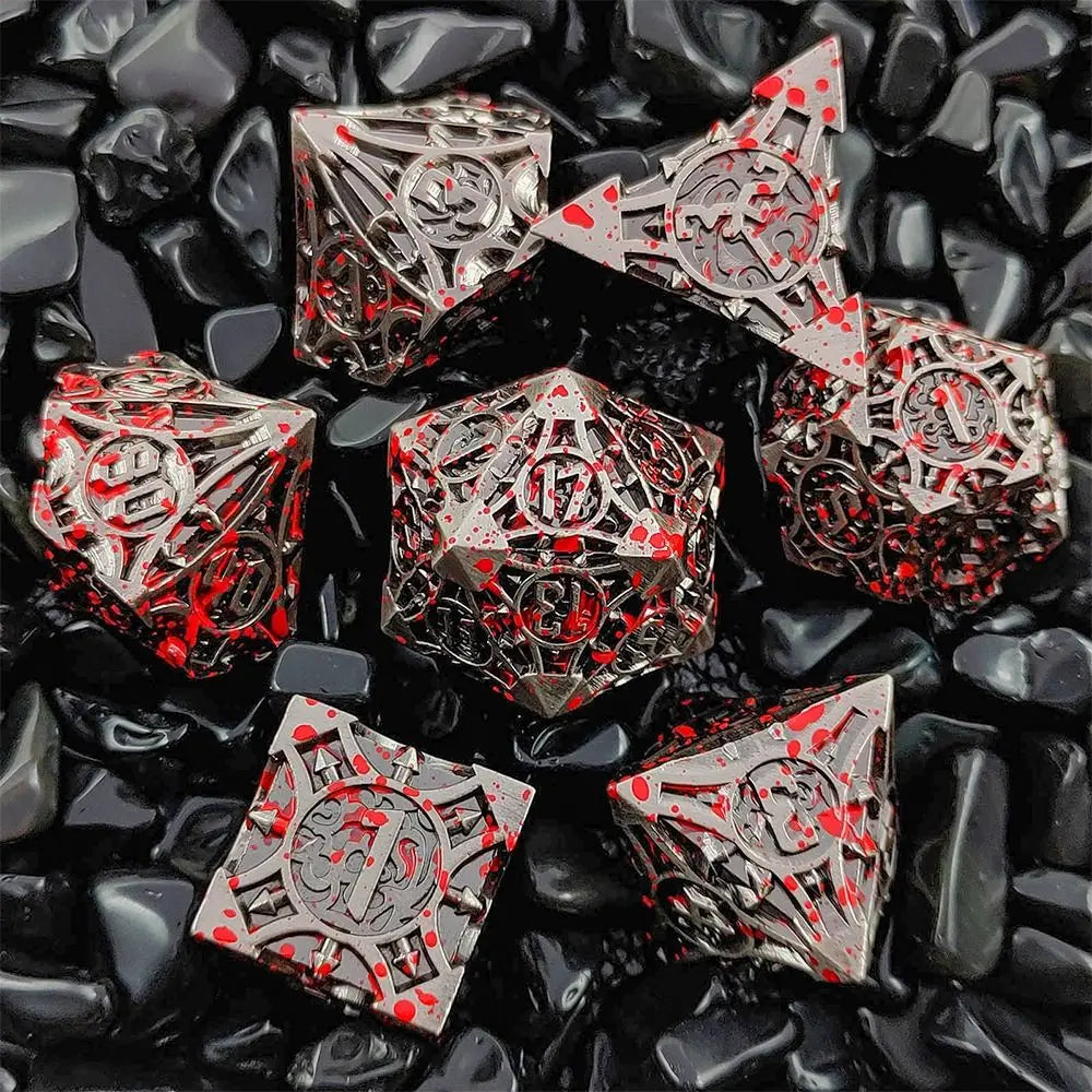 7Pcs Metal Polyhedral Dice Set Cool Metal Dices Table Games Accessory For D&d DND D6 D8 D10 D12 D20