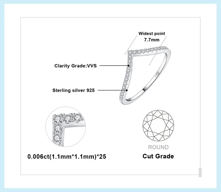 JewelryPalace Moissanite D Color Round Cut 925 Sterling Silver V Shape Stackable Wedding Ring for Woman Yellow Rose Gold Plated