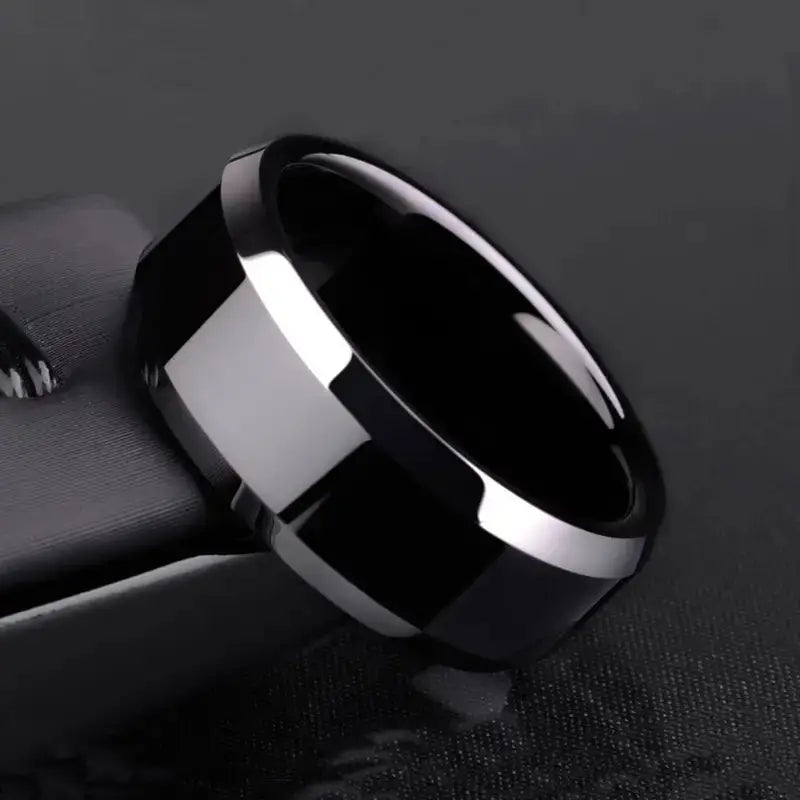 8Mm Black Stainless Steel Men'S Ring - Comfort Fit, Durable Perfect For Teens & Adults Stainless Steel Rings For Men