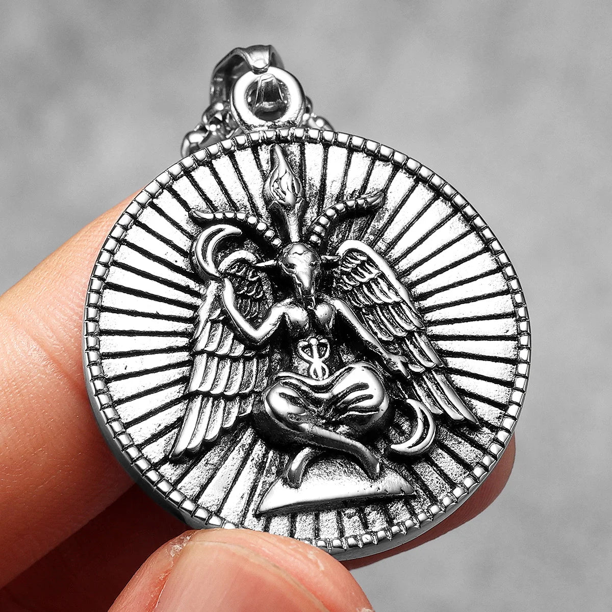 Fallen Angel Devil Satan Stainless Steel Men Necklaces Pendant Chain Powerful Amulet Vintage For Women Jewelry Gifts Wholesale