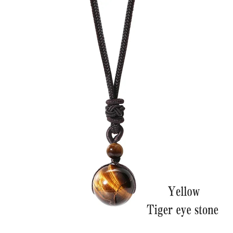 Healing Crystals Necklace Natural Tiger Eye Amethyst Lucky Blessing Protection Chakra Beads Stone Pendant for Women Men