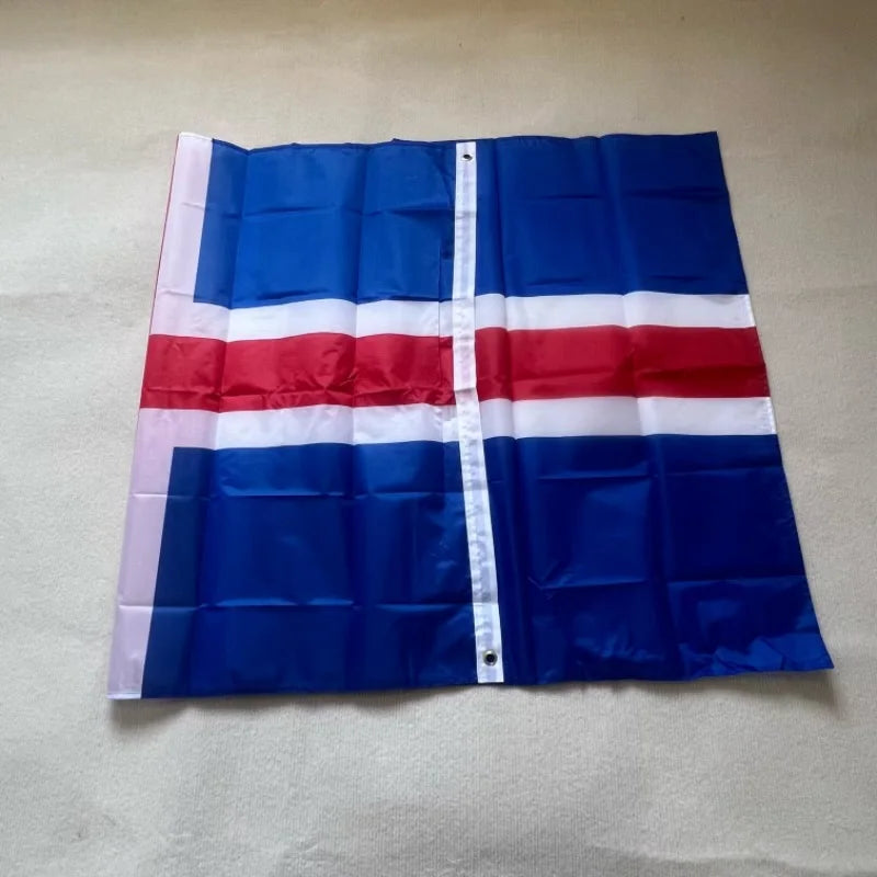 Iceland flag 90x150cm polyester hanging printed Icelandic Red Cross flag Indoor outdoor festive sports decorated banner flags