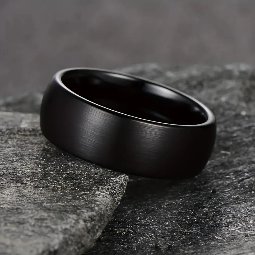 8Mm Black Stainless Steel Men'S Ring - Comfort Fit, Durable Perfect For Teens & Adults Stainless Steel Rings For Men