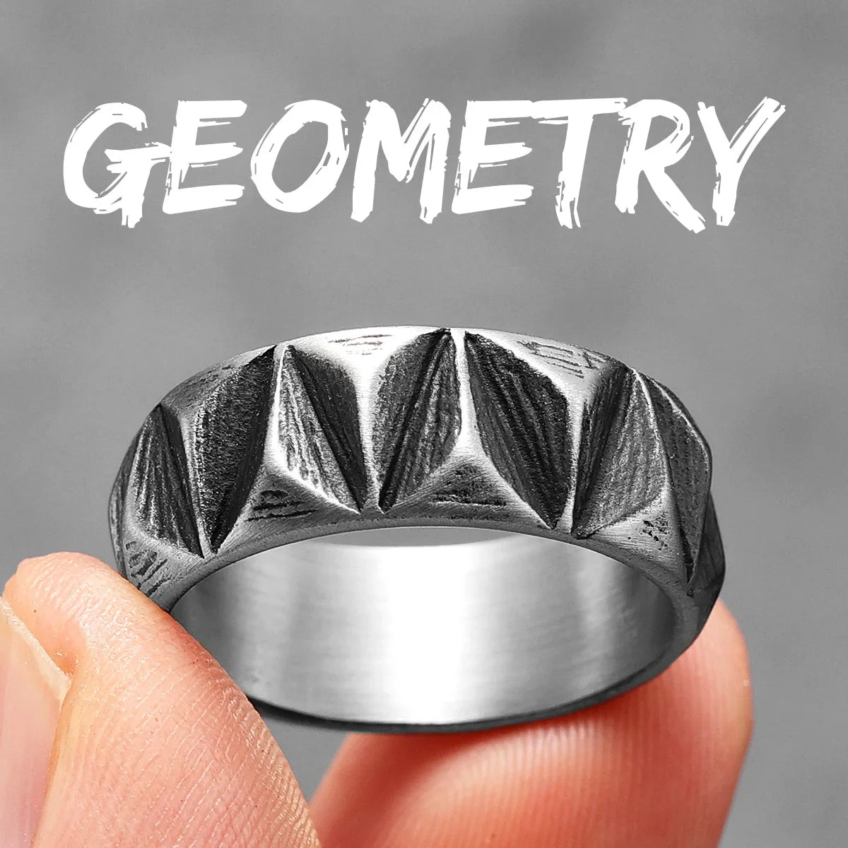 Retro Geometry Texture Men Rings Stainless Steel Women Fashion Jewelry Punk Trendy Luxury New In Accessories Gift Wholesale
