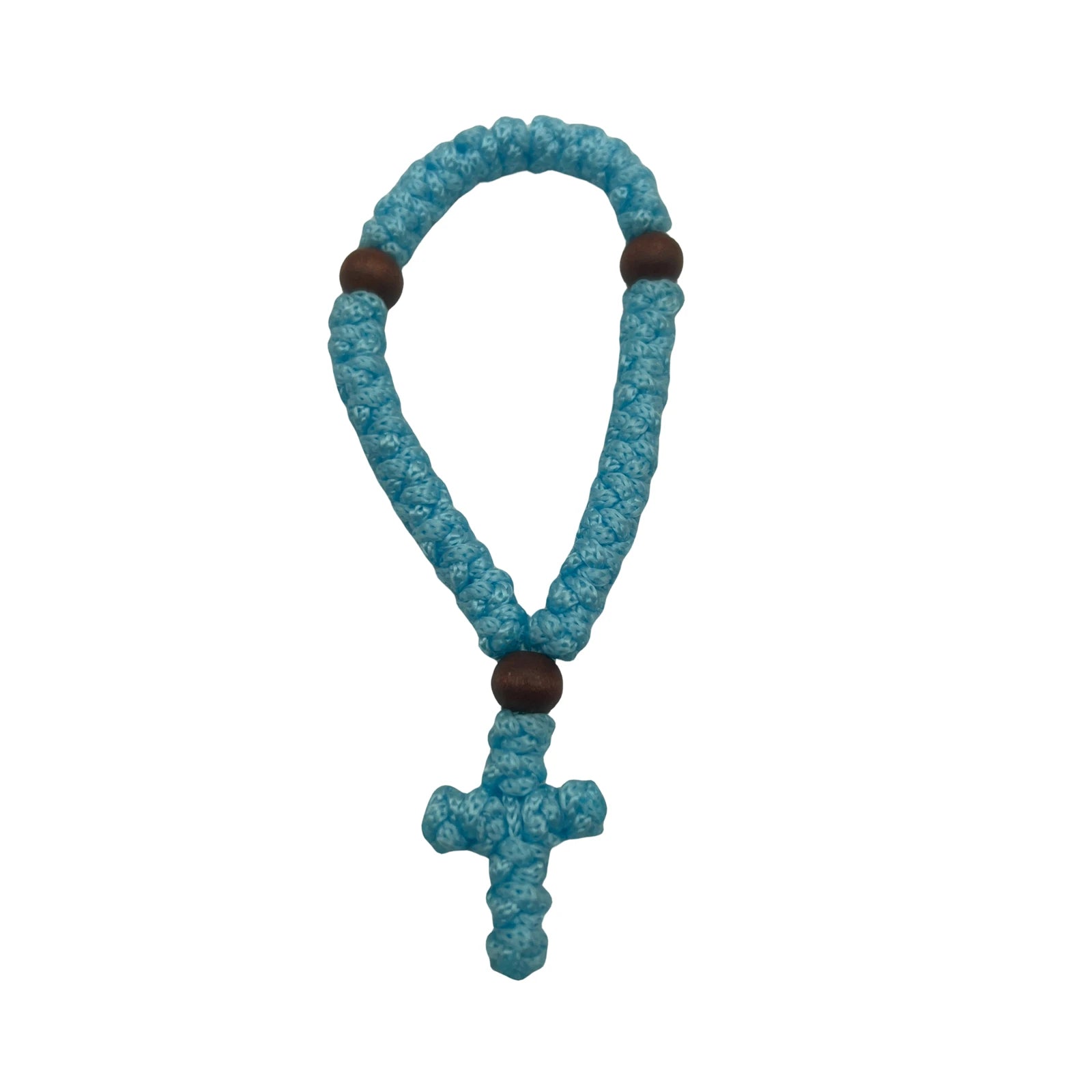 1Pc Handmade Christian 33 knot Orthodox Greek Omboskoini Prayer Rope Protection Blessing Cross Charm Tassel Car Hanging Charm Turquoise