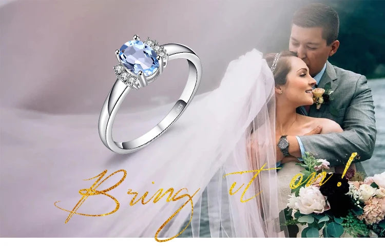 JewelryPalace Oval Natural Sky Blue Topaz 925 Sterling Silver Engagement Ring for Woman Gemstone Fine Jewelry Anniversary Gift
