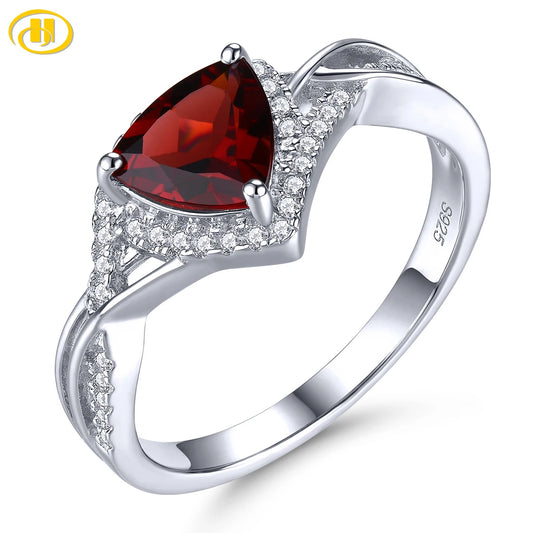Natural Garnet Sterling Silver Rings 1.2 Carats Special Trillion Cutting Women Simple Classic Design S925 Fine Jewelry Gifts