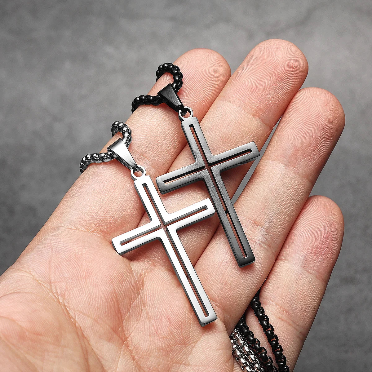 Hollow Cross Simple Amulet Stainless Steel Men Necklaces Pendant Chain Punk Women Fashion Jewelry Gifts Wholesale Dropshiping