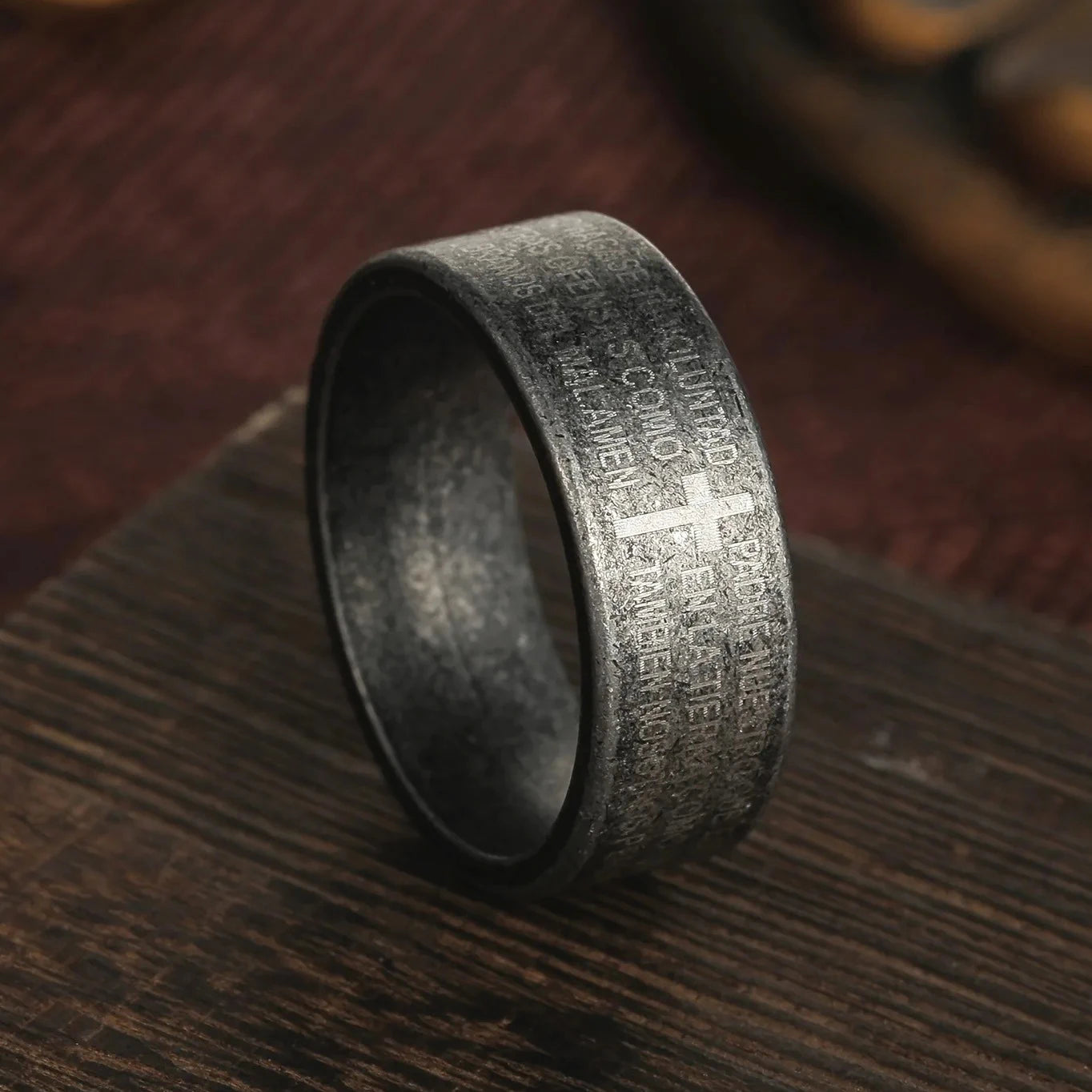 Vintage Men's Stainless Steel Bible Verse Jesus Cross Rings For Men Christian Cross Religious Ring Men Amulet Jewelry Wholesale