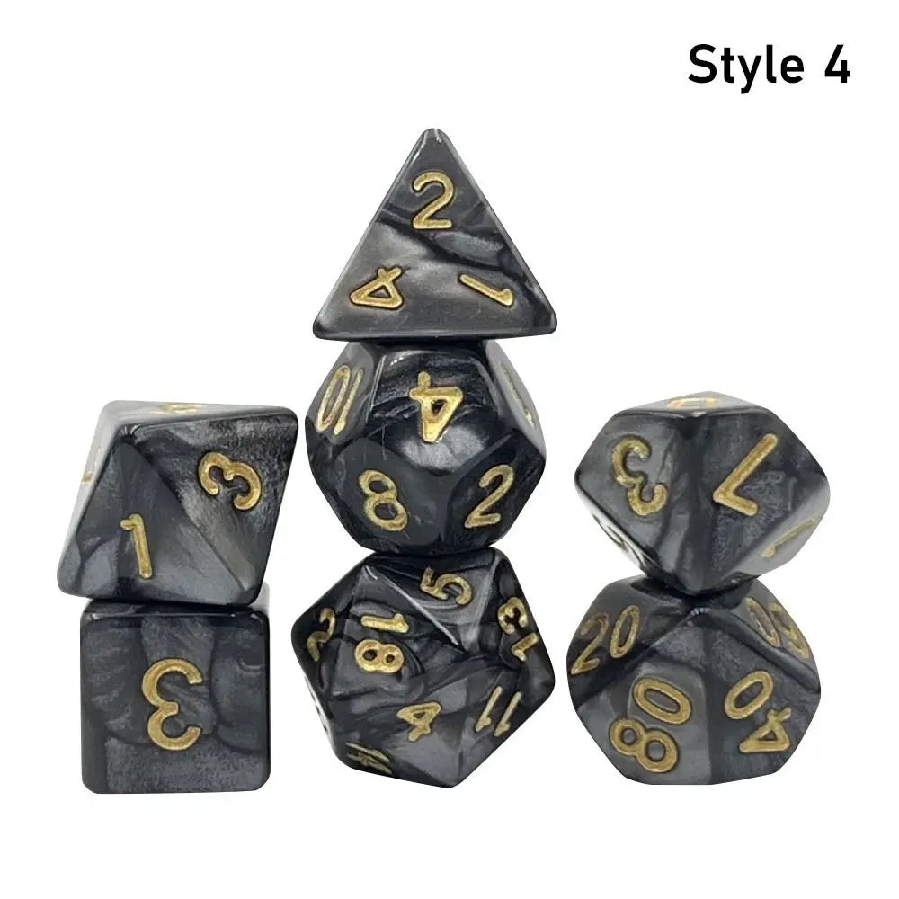 7Pc Colorful Digital Dice Resin Table Entertainment Tarot Game Party Toys Polyhedral for DND Dice Tabletop Role-Playing Supplies C 4