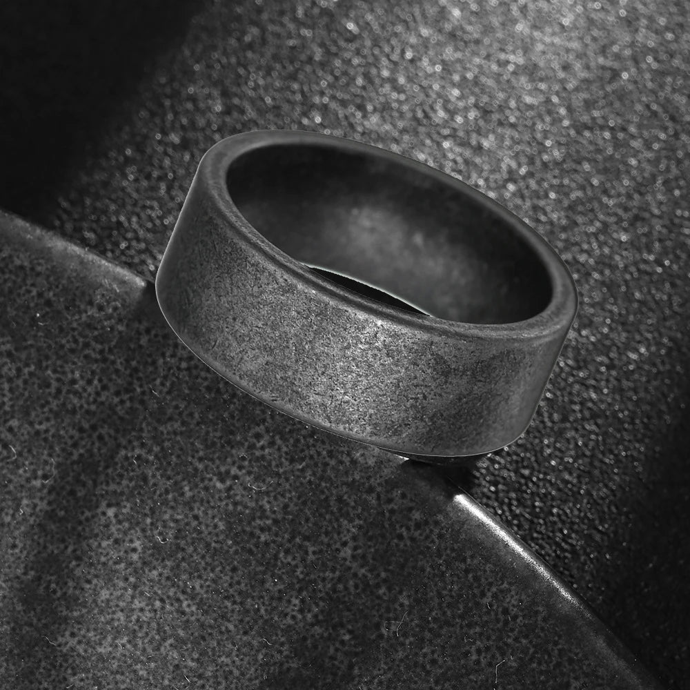 Hiphop 8/10/12mm Antique Silver Color Stainless Steel Rings For Men Women Retro Viking Rune Ring Punk Gothic Rock Biker Jewelry