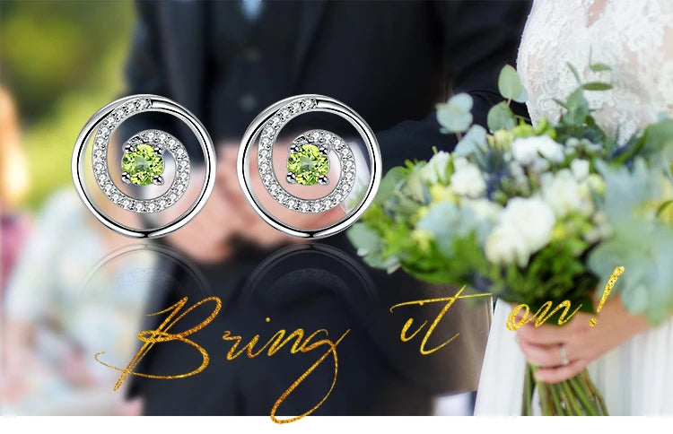 JewelryPalace Circle Round Natural Peridot 925 Sterling Silver Stud Earrings for Women Green Gemstone Fine Jewelry Birthday Gift