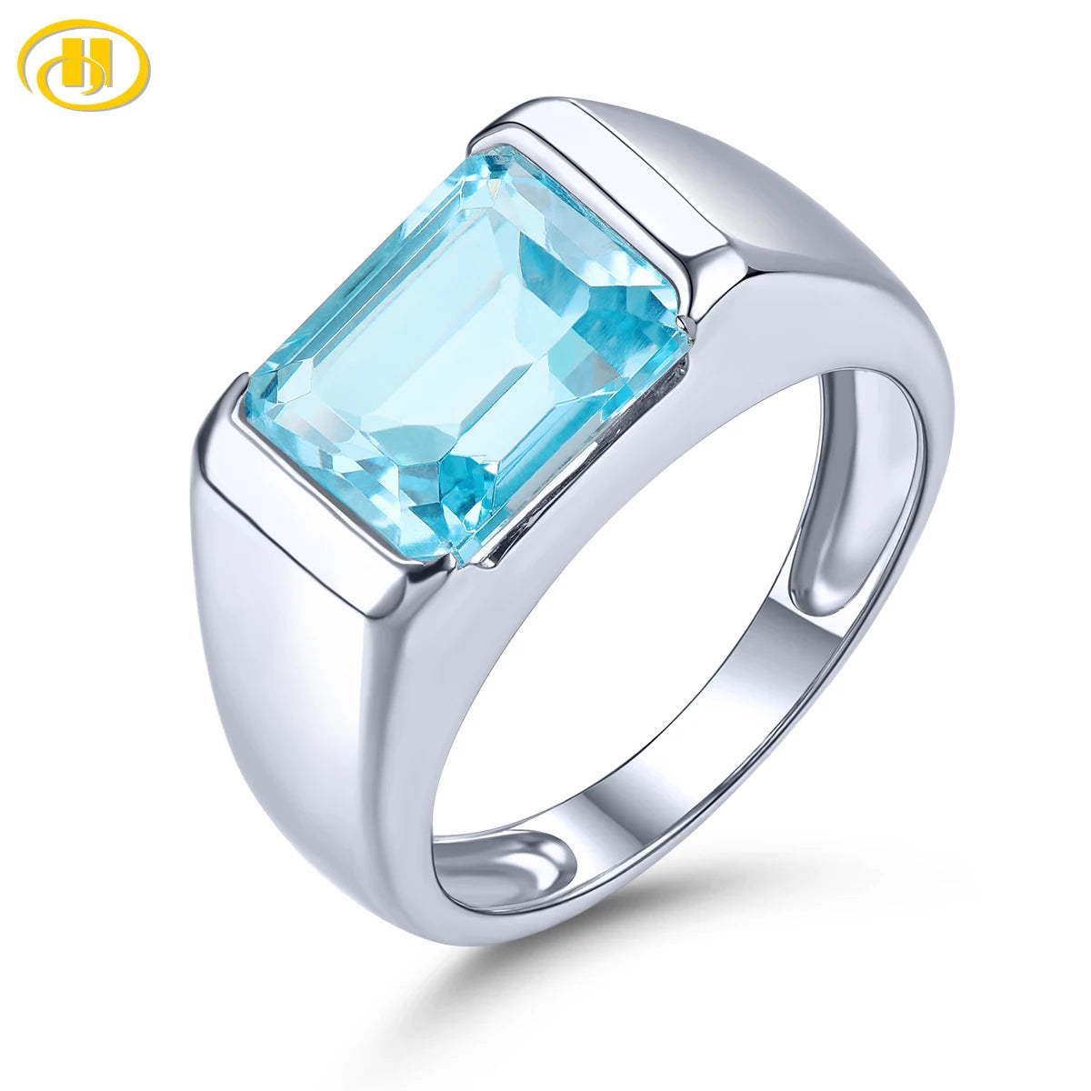 Natural Sky Blue Topaz Sterling Silver Rings 5.8 Carats Genuine Gemstone Topaz Unisex Classic Style Christmas New Year Celebrate