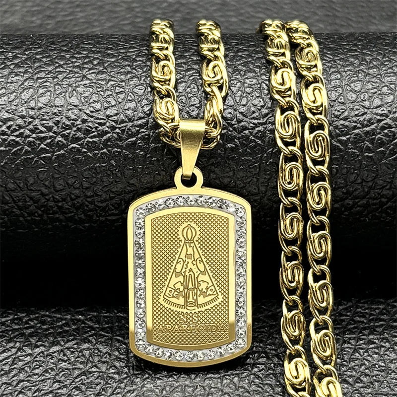Catholic Our Lady of Guadalupe Necklace for Women Men Stainless Steel Gold/Silver Color Virgin Mary Male Chain Jewelry
