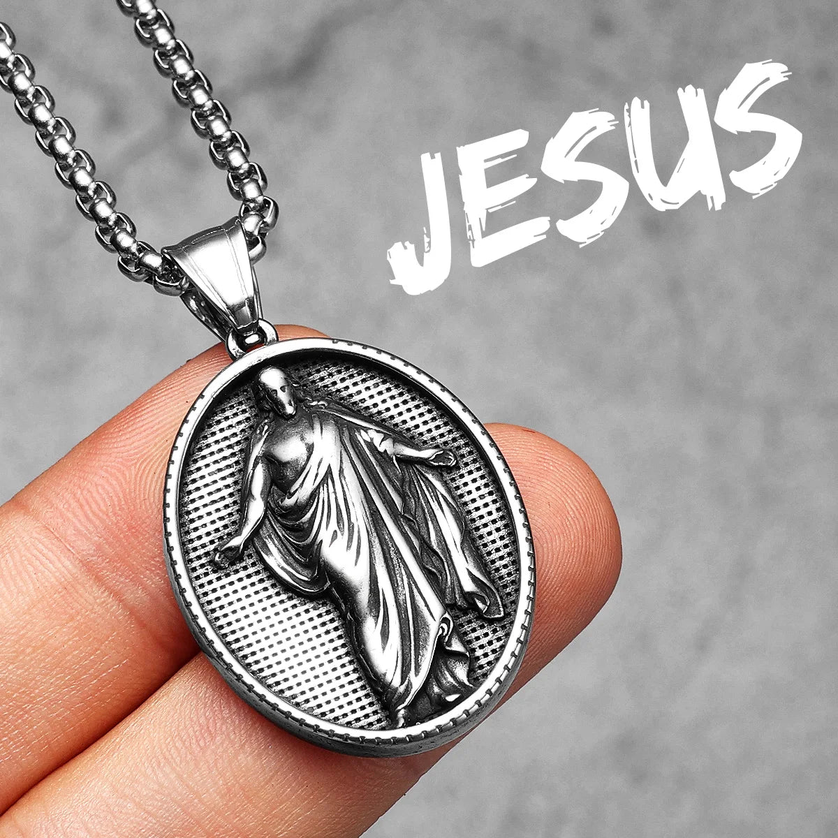 Jesus Heart Cross Series Stainless Steel Men Necklaces Pendant Chain Powerful Amulet Vintage For Women Jewelry Gifts Wholesale