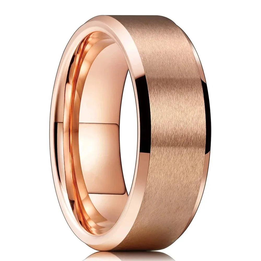 Simple 8mm Black Stainless Steel Rings For Men Women Matte Finish Beveled Edge Men Wedding Rings Party Jewelry Gifts Drop ship