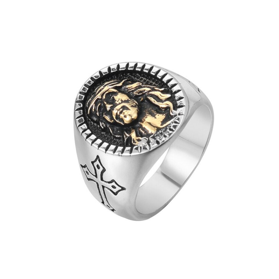 Fashion 316L Stainless Steel Details Jesus Ring Punk Vintage Religion Cross Rings For Men Women Christian Jewelry Dropshipping Style B