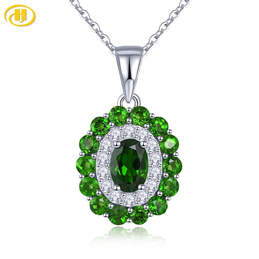 Natural Chrome Diopside Sterling Silver Pendant S925 Fine Jewelry 1.8 Carats Gemstone Classic Romantic Style Women Birthda Gifts Default Title