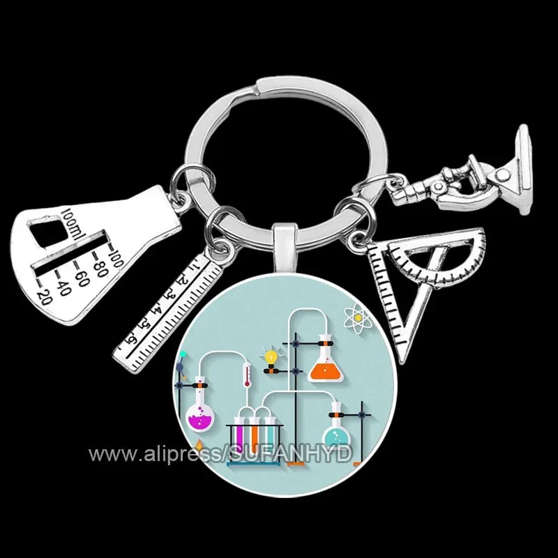 Creative Chemistry Keychain for Key Science Key Rings for Biology Master Teacher's Day Gift for Professor Chemistry c-49-12