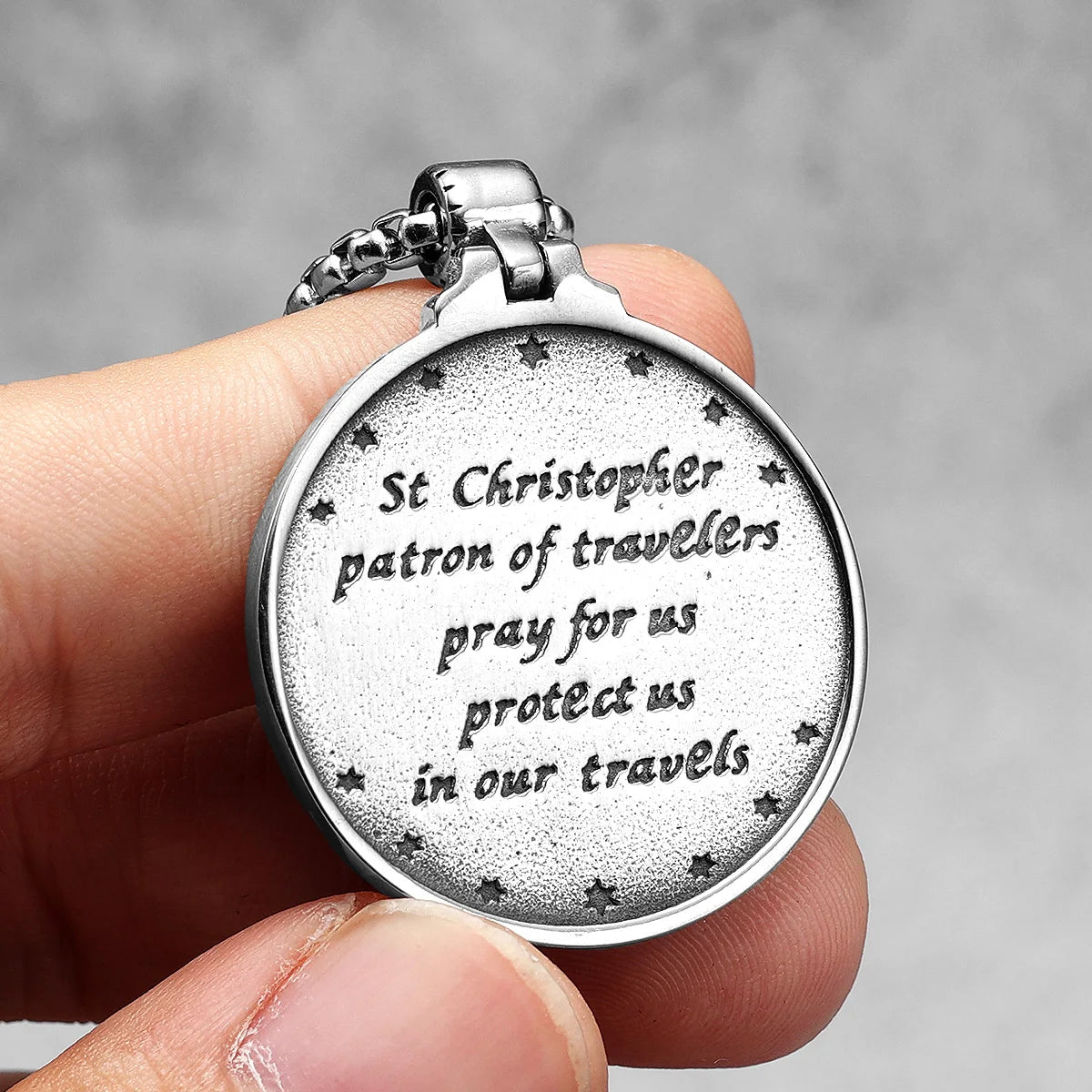 Exorcism Patron St.Christopher Amulets Stainless Steel Men Necklaces Pendant Chain Punk Women Fashion Jewelry Gifts Wholesale