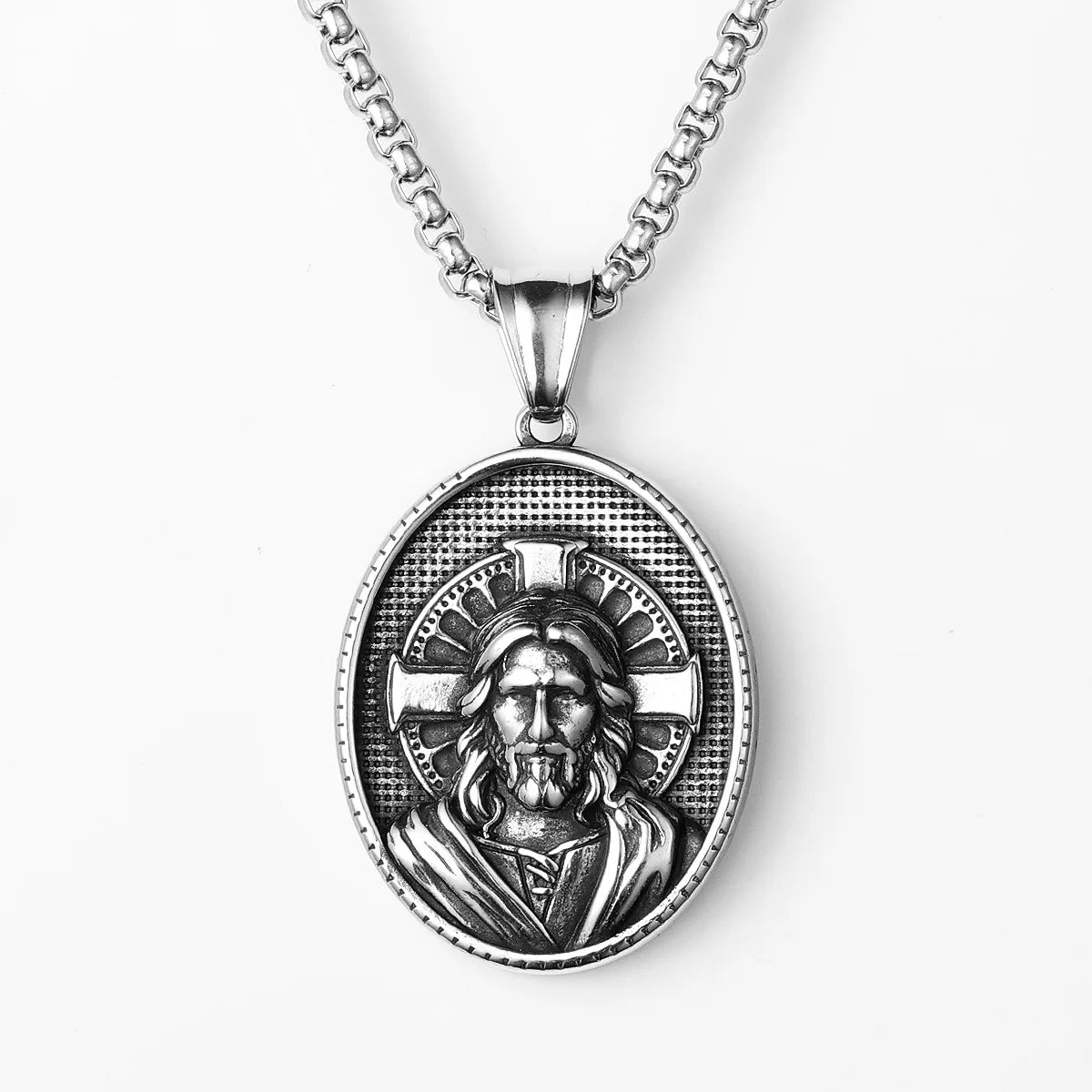 Cross Christian Jesus Powerful Amulet Stainless steel Men Necklaces Pendant Chain For Women Jewelry Accessories Gifts Wholesale