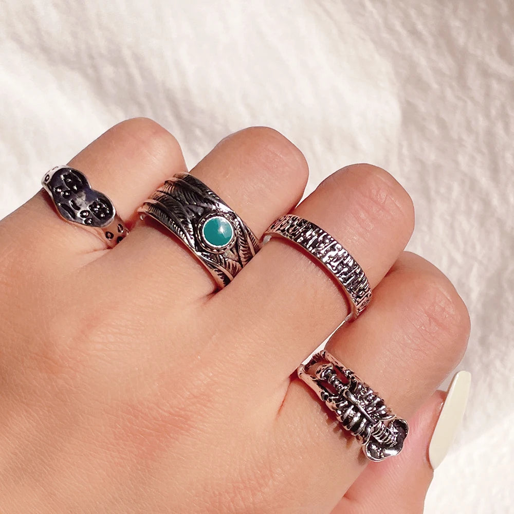 New Design Skull Crow Skull Ring Woodpecker Bird Men's Ring Punk Stylish Jewelry