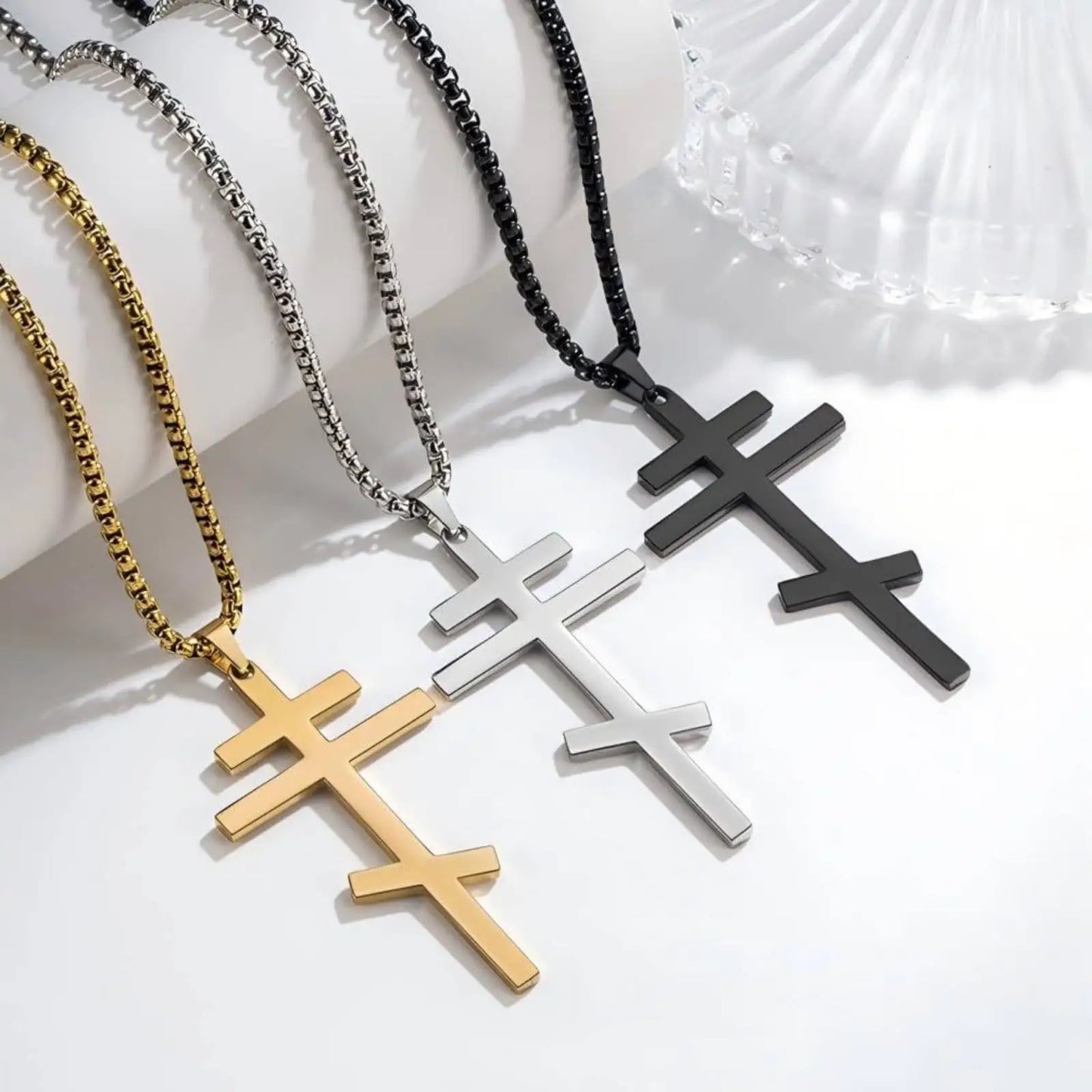Orthodox Cross Pendant Necklace for Men Women Religious Prayer Faith Amulet Stainless Steel Jewelry Gifts