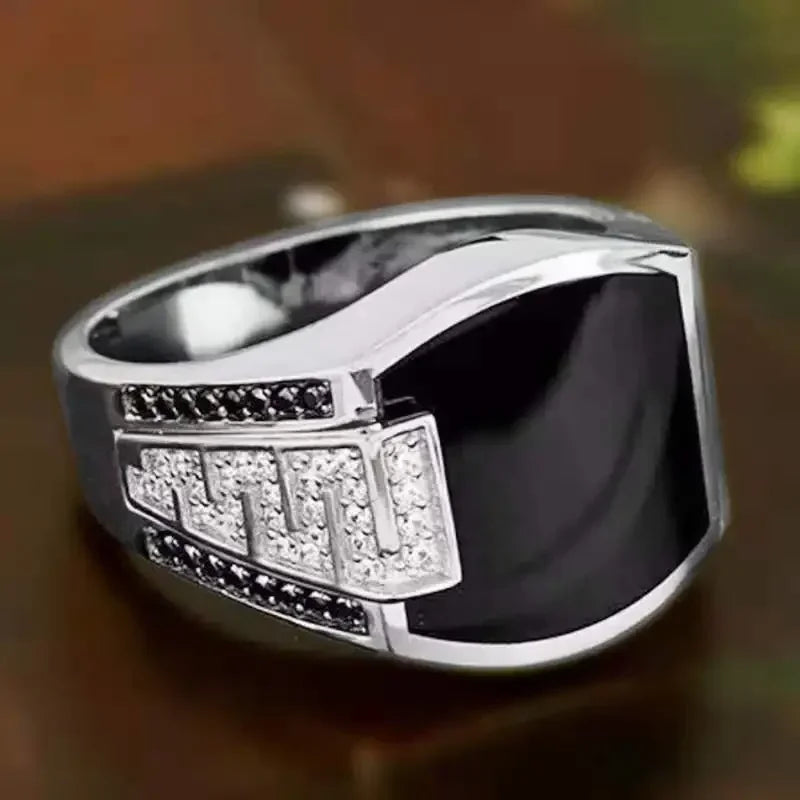 New Retro Handmade Turkish Rings for Men Vintage Double Swords Black Zircon Rings Punk 2024 Trendy Islamic Religious Muslim