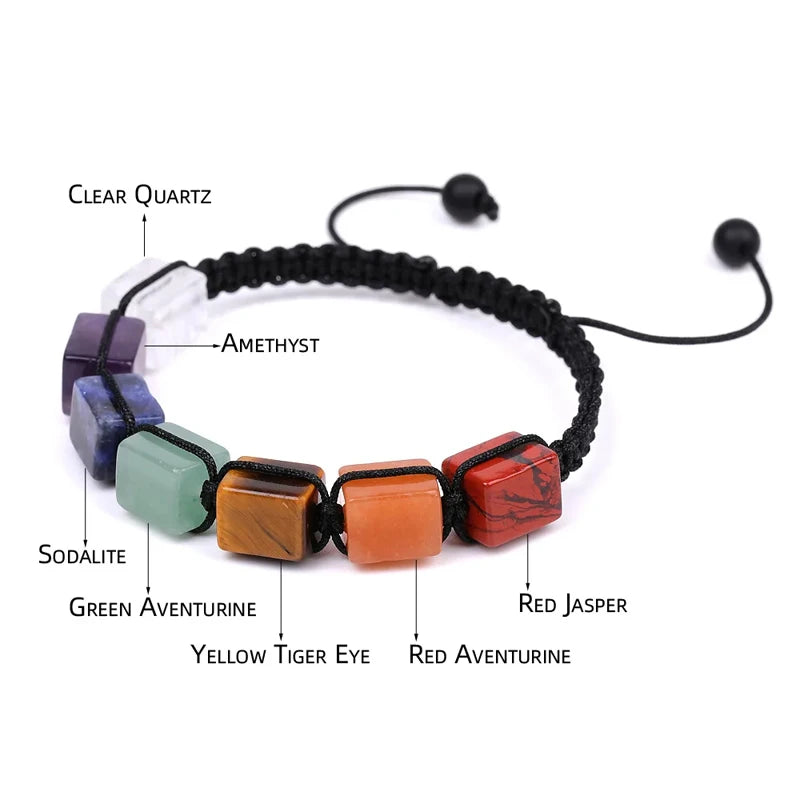 Multicolor Natural Gem Leather Tibetan Gypsy Adjustable Bracelet for Women Men YA7059-3