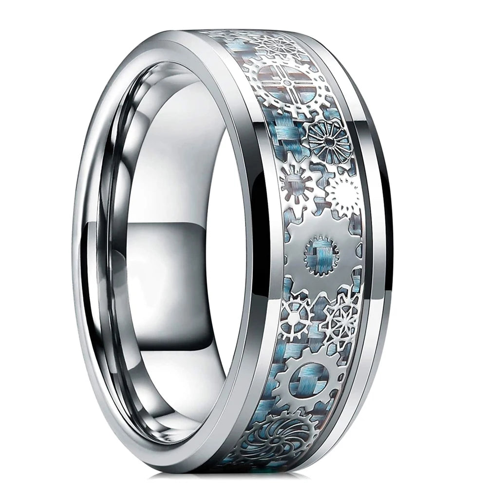 48 styles Fashion 8mm Celtic Dragon Stainless Steel Ring For Men Women Inlay carbon fibre Wedding Band Jewelry Anniversary Gifts