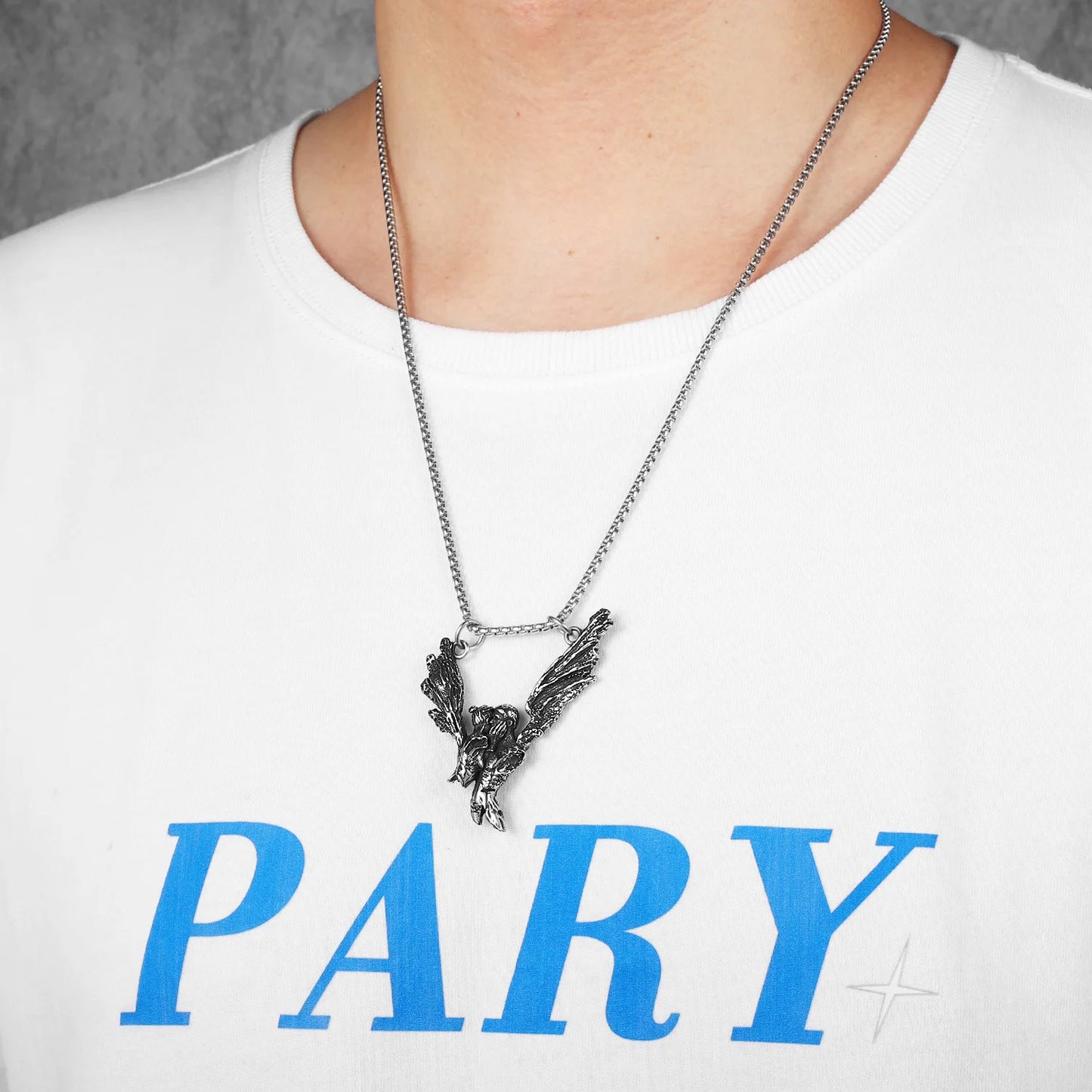 Aesthetic Couple Kiss Wing Stainless Steel Necklaces Pendant Chain Punk Rock Vintage For Lover Men Women Jewelry Gifts Wholesale