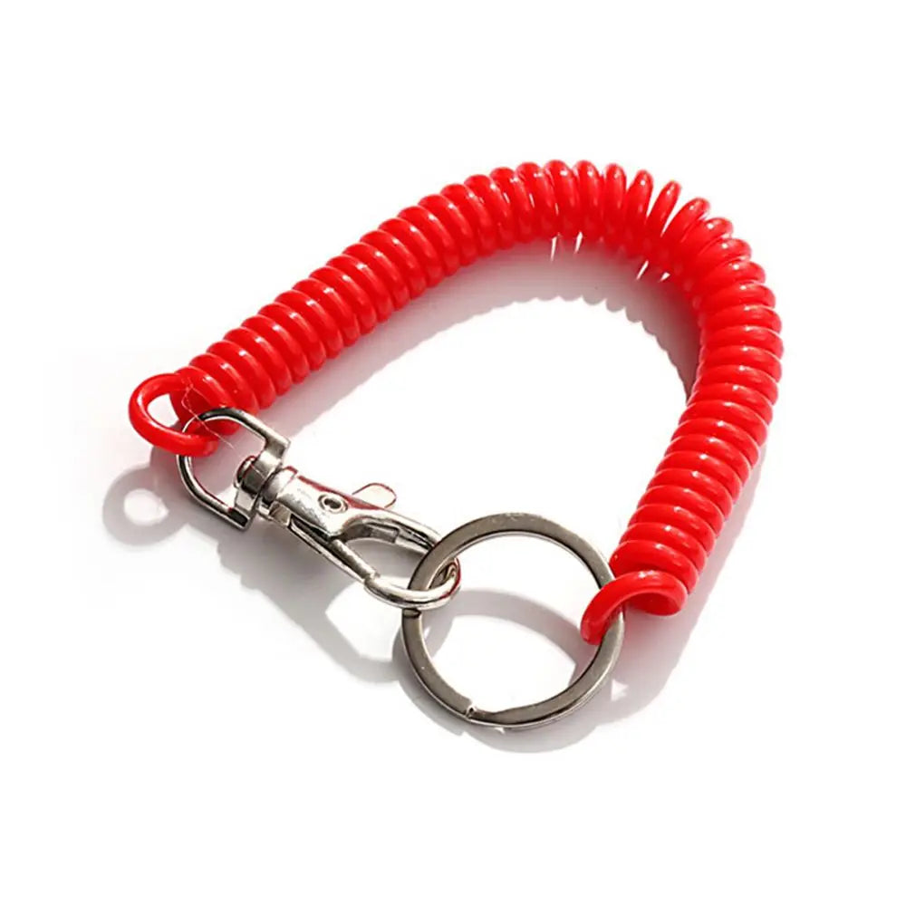 18cm Spiral Elastic Spring Rope Keychain Key Ring Metal Carabiner For Outdoor Anti-lost Phone Spring Key Cord Clasp Hook