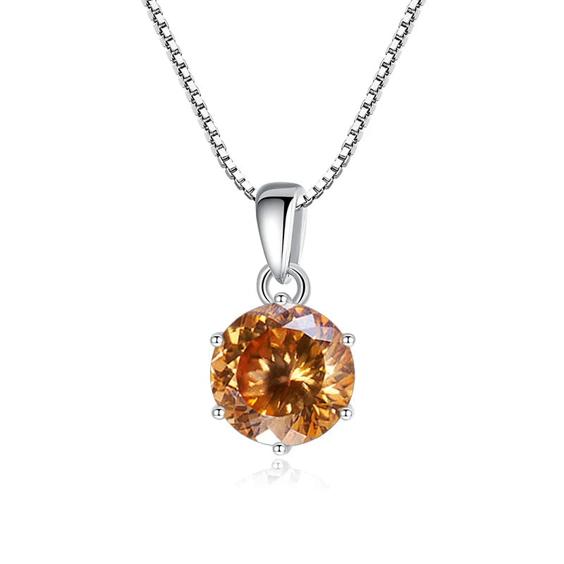 Butterflykiss 1CT 100 Faced Cut Moissanite Solitaire Drop Necklaces Gold Plated Pendant Real S925 Silver Chain Jewelry For Women gold yellow 1.0CT 45cm
