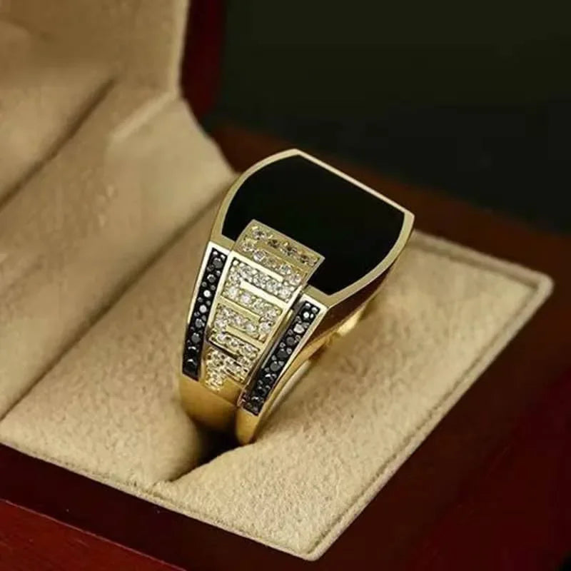 New Retro Handmade Turkish Rings for Men Vintage Double Swords Black Zircon Rings Punk 2024 Trendy Islamic Religious Muslim