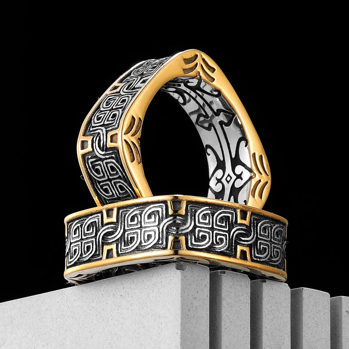 Ancient Classical Patterns Men Rings Stainless Steel Women Fashion Jewelry Punk Trendy New In Accessories Gift