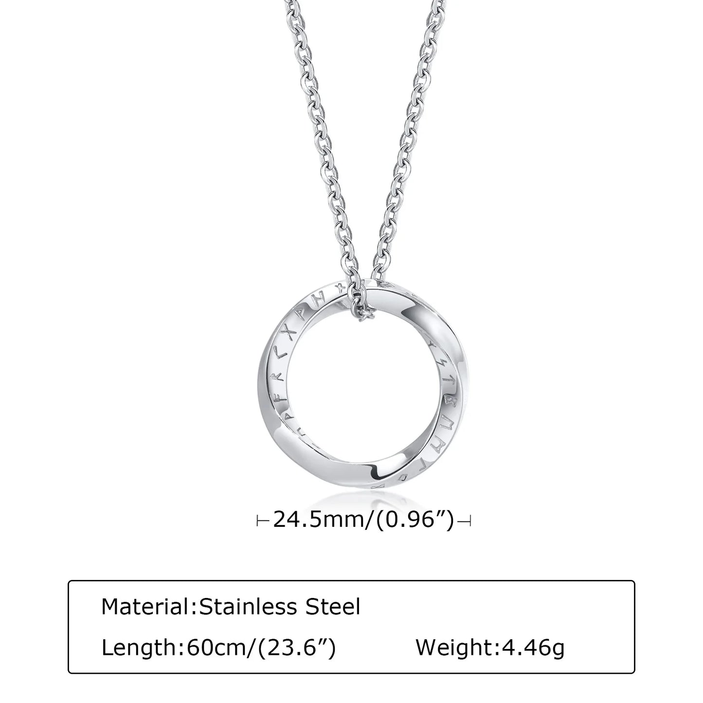 Vnox New Trendy Norse Viking Necklaces for Men, Stainless Steel Mobius Round Pendant Collar Male Gift Jewelry