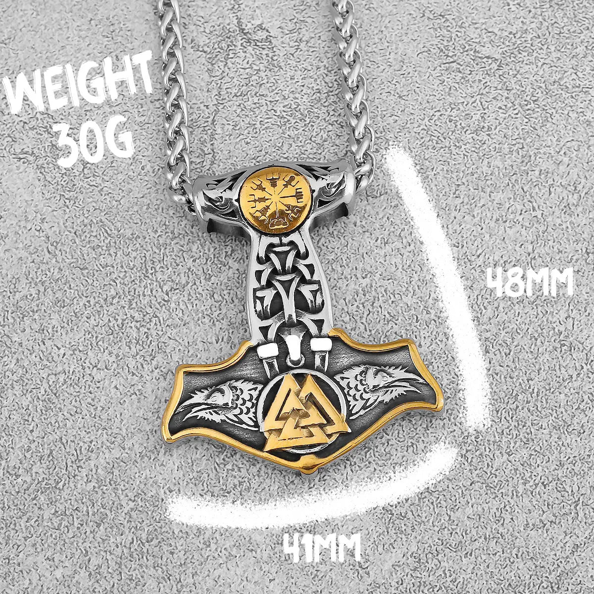 Vintage Thor's Hammer Raven Necklace Stainless Steel Jewelry Animal Nordic Viking Rune Jewelry Pendant Celtic Knot Gift