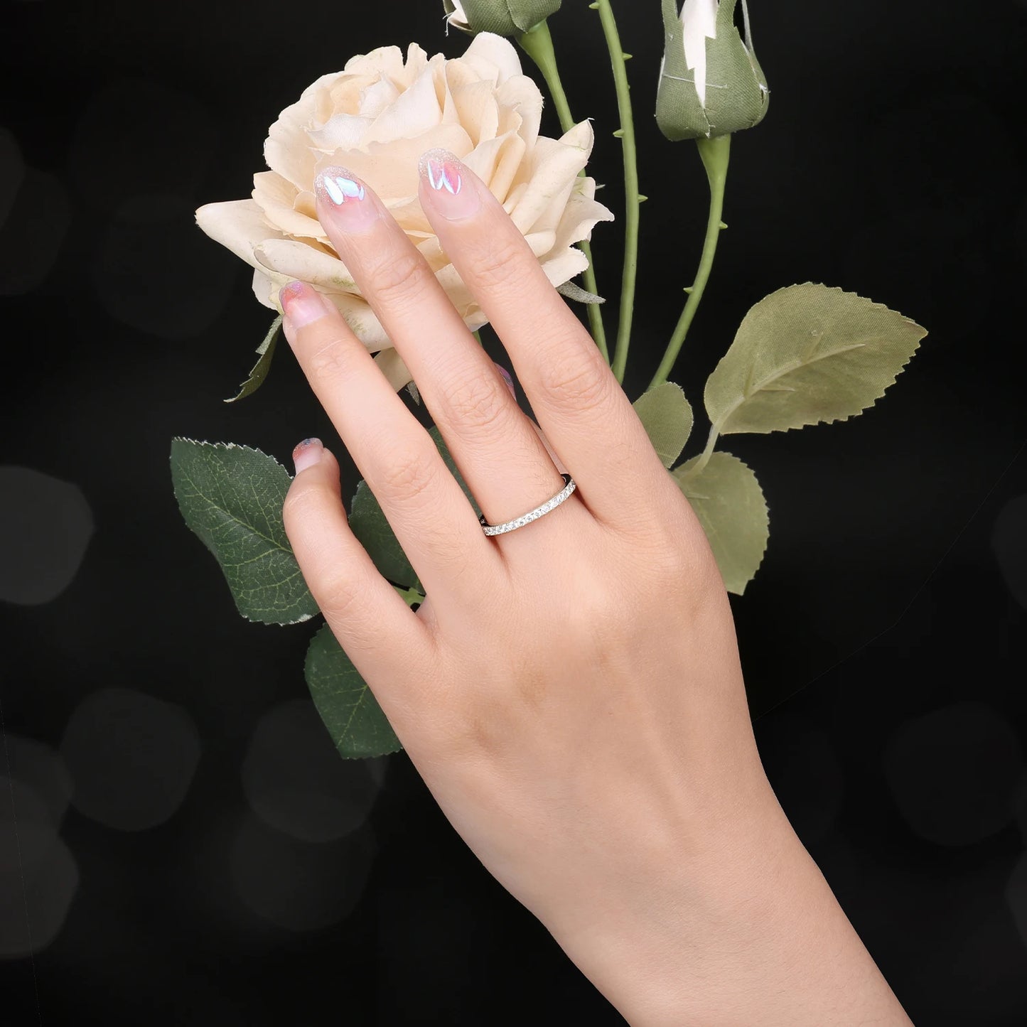 JewelryPalace 5A CZ Eternity Classic 925 Sterling Silver Wedding Engagement Band Ring for Woman Anniversary Gift Fine Jewelry