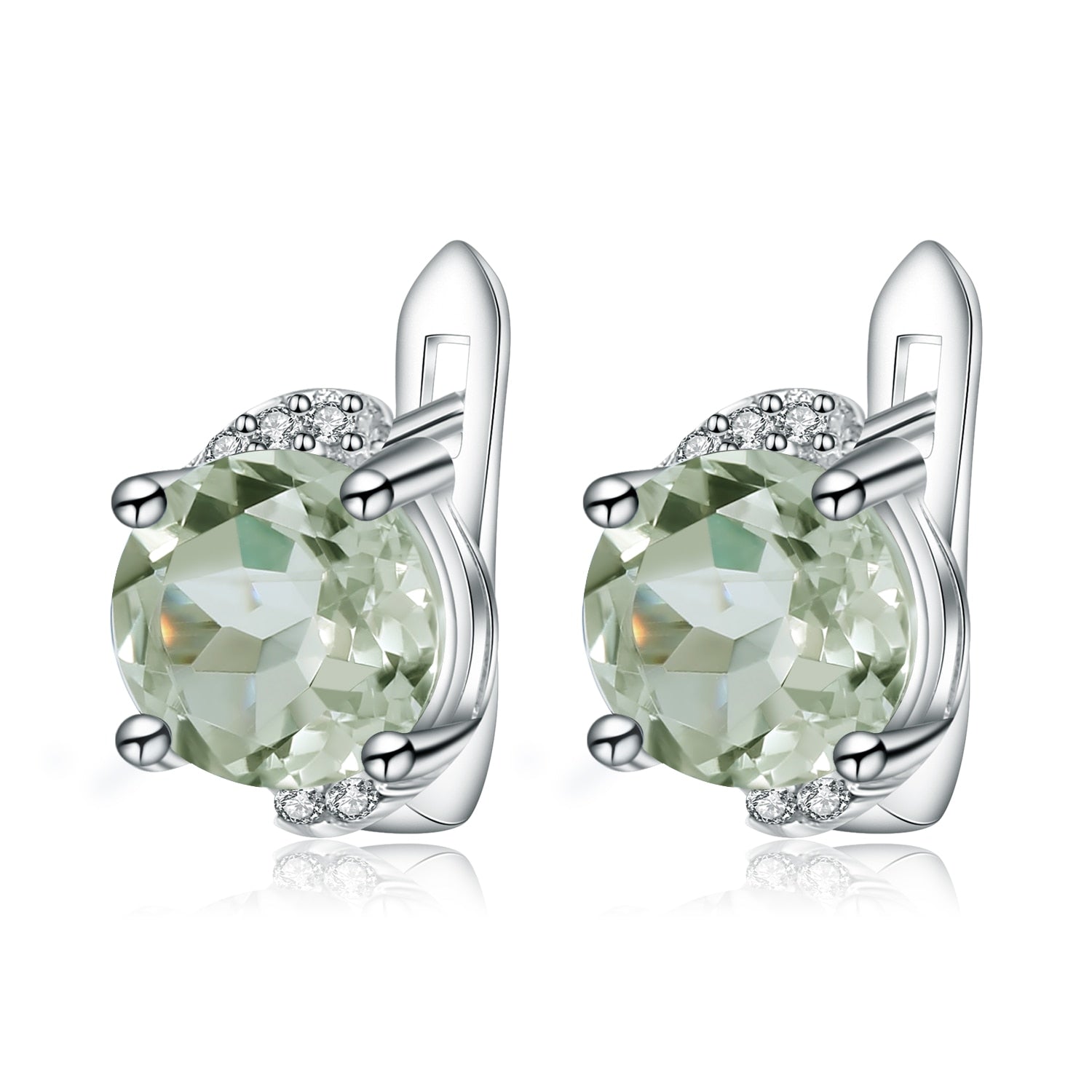 Gem&#39;s Ballet 4.08t Natural Green Amethyst Prasiolite Earrings 925 Sterling Silver Stud Earrings For Women Valentine Gift Jewelry Green Amethyst