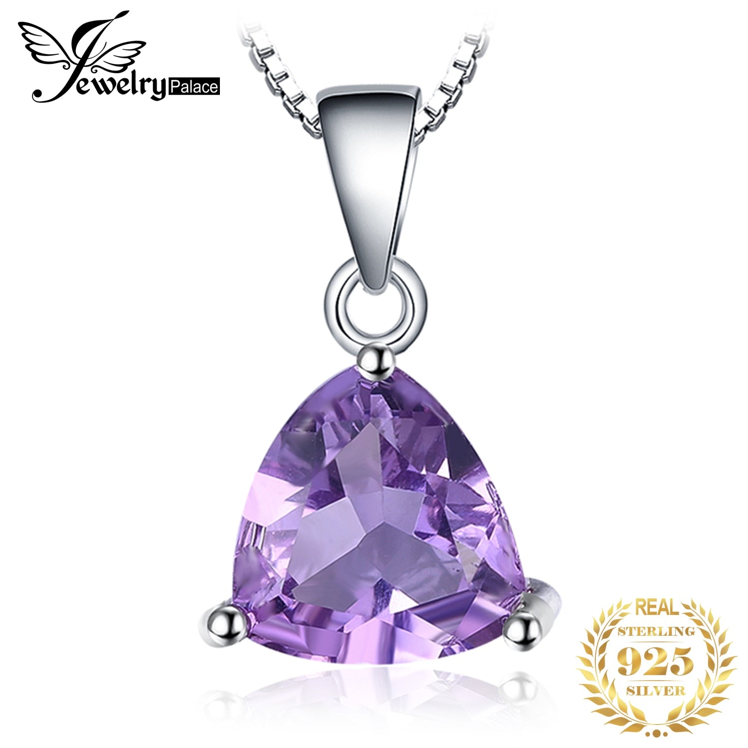 JewelryPalace 1.6ct Natural Amethyst 925 Sterling Silver Pendant Necklace for Women Fashion Gemstone Choker Without Chain Default Title