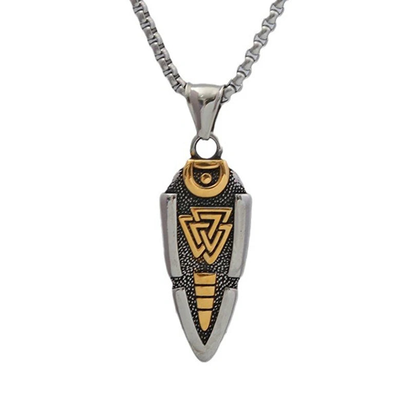 New Stainless Steel Men's Viking Spear Necklaces Vintage Rune Nordic Celtic Knot Pendants Fashion Jewelry Accessories