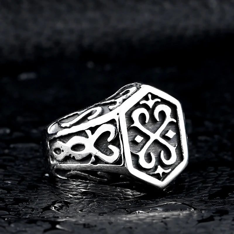 BEIER Cross Antiqued Northern Europe Viking 316L Stainless Steel Ring Gothic Pattern Jewelry  Factory price  BR8-215 US Size