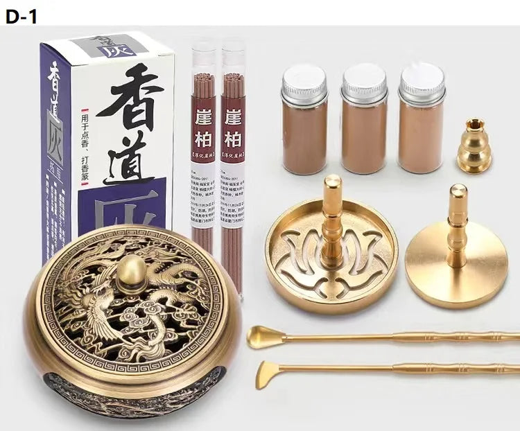 Incense Burner Set Brass Incense Fragrance Making Kit Incense Sealing Mold Incense Holder for Yoga Meditation Home Fragrance D-1