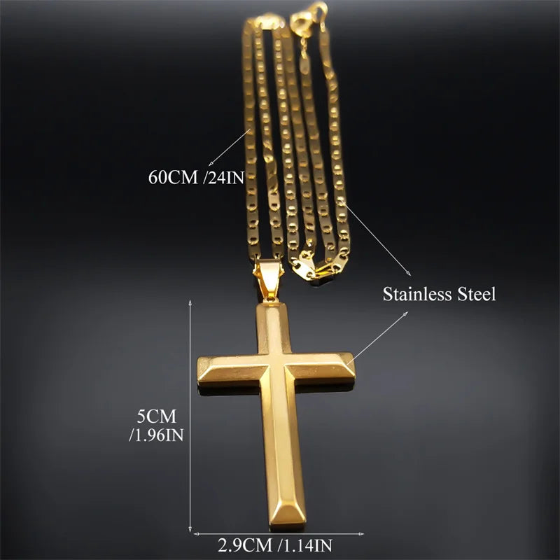 Stainless Steel Jesus Christ Cross Necklace for Men Women Big Hip Hop Gold Plated Necklaces Birthday Gift for Boyfriend NHH16S05